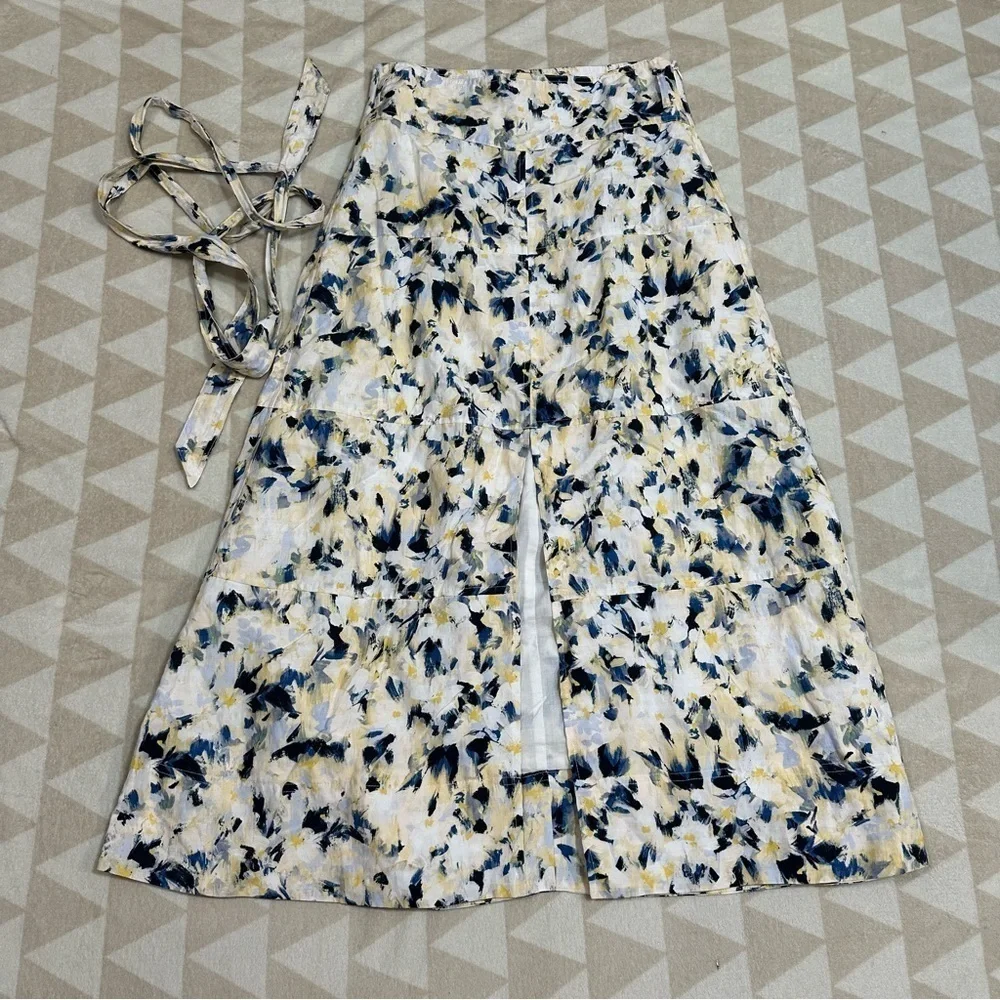 Cream/Maritime Blue Hudson Skirt TANYA TAYLOR